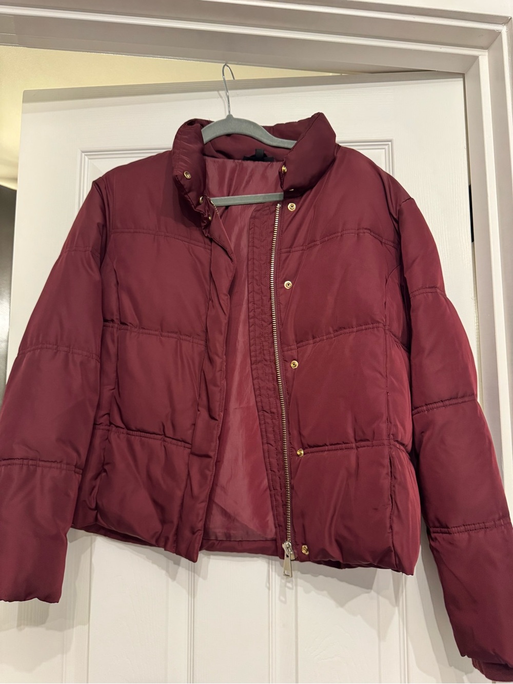 Topshop Burgundy Quilted Puffer Jacket